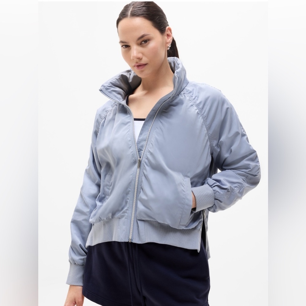 NWT Athleta Jetset Bomber Blue Star Jacket Size Medium